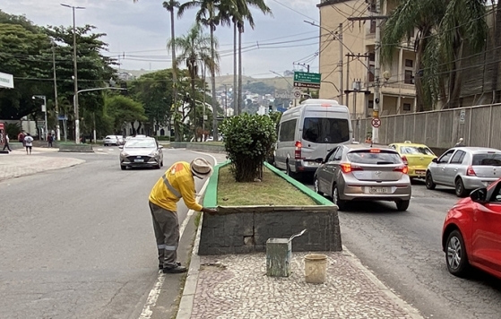 Programa Boniteza realiza revitalização dos canteiros centrais da Avenida Itamar Franco