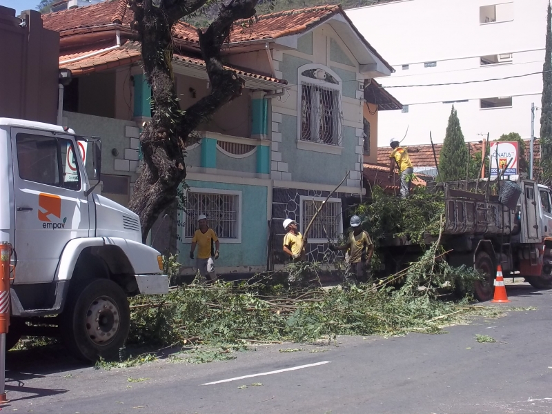 Empav realiza poda de árvores na Rua Barão de Cataguases